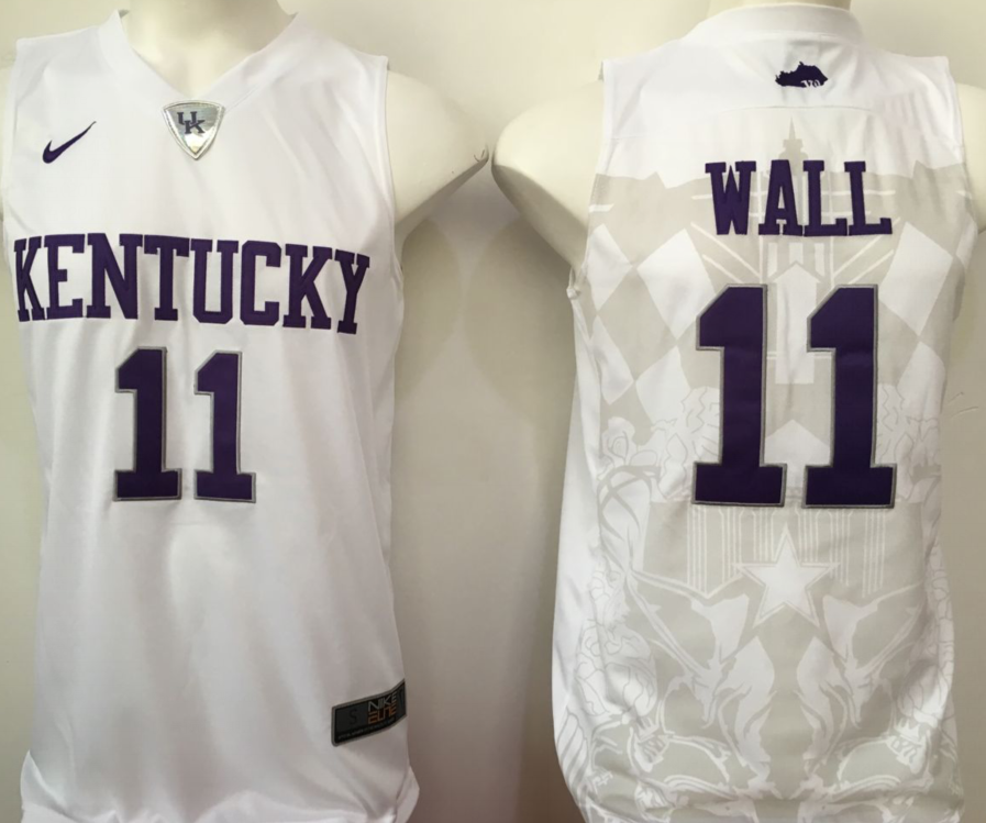 NCAA Men Kentucky Wildcats White #11 wall->->NCAA Jersey